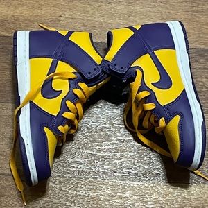 Nike High Dunks: Yellow, Purple, and White shoes